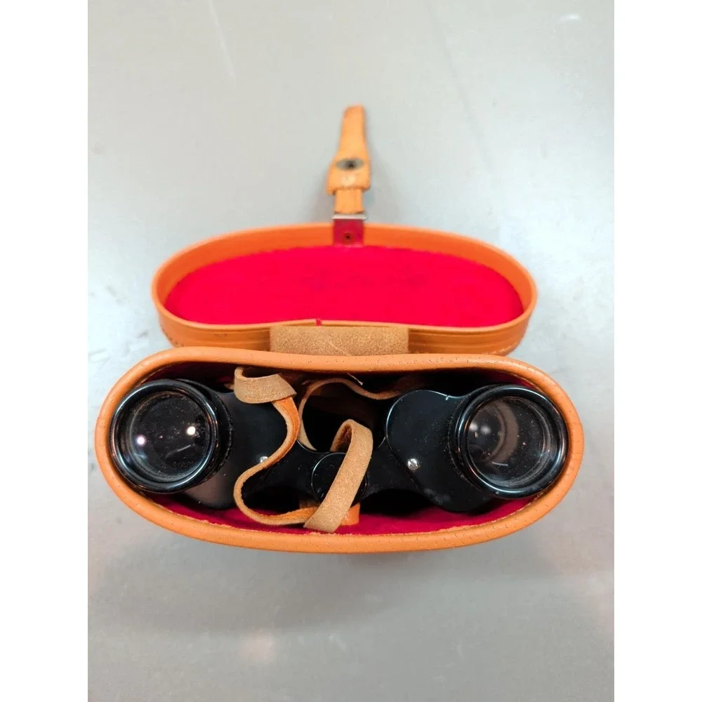 Vintage Daylite 6x30 Binoculars Tan Leather Case and Strap Mid-Century Japan